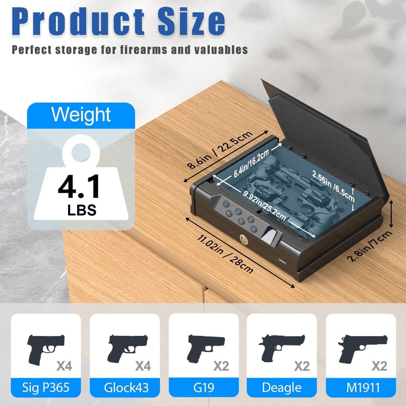 Biometric Gun Safe for Pistols – Quick Access, Heavy-Duty Steel