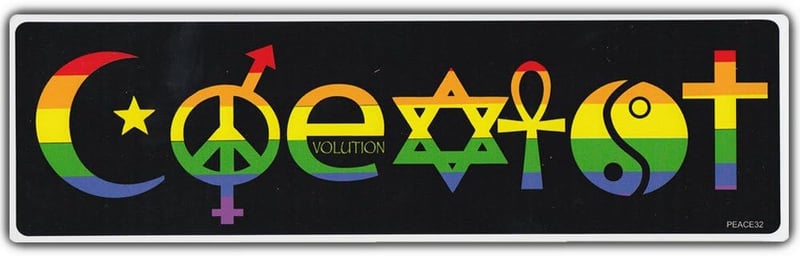 Coexist Bumper Sticker - Peaceful Symbols in Rainbow Design