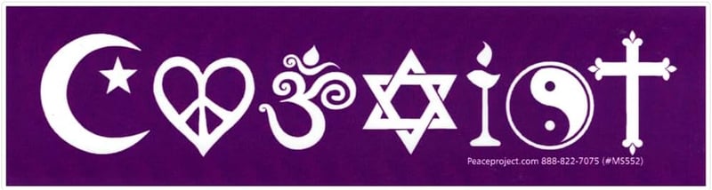 Interfaith Peace Bumper Sticker - Coexist Symbols (Vinyl)
