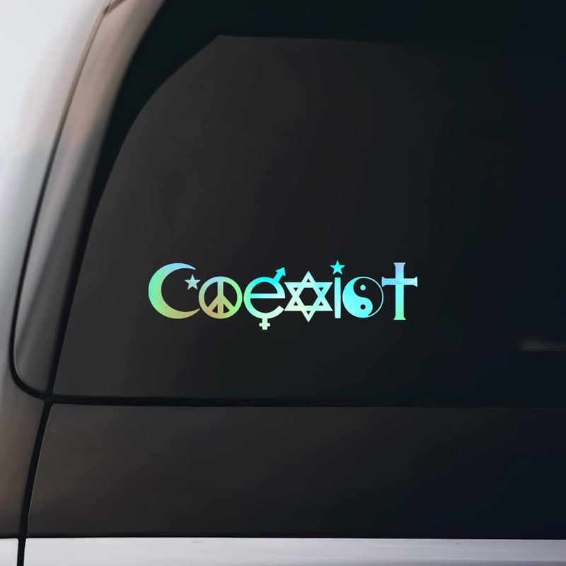 Holographic Coexist Peace Vinyl Decal for Notebook & Car
