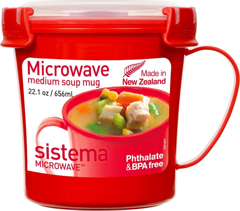 Microwave Soup Mug with Lid & Steam Release Vent