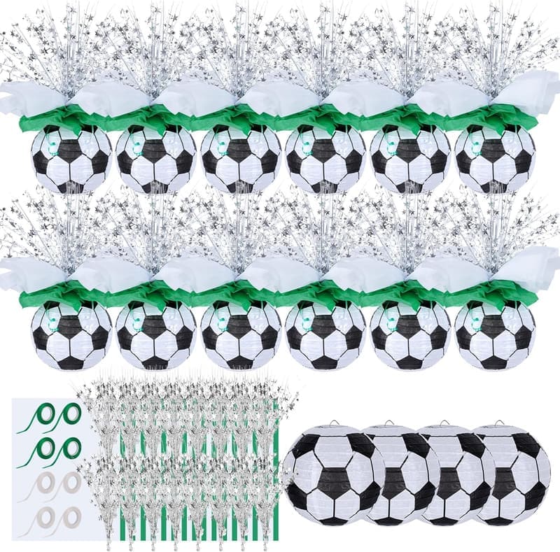Soccer Birthday Party Lanterns - 72 Metallic Foil Centerpieces