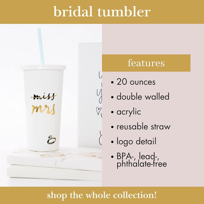 Bride to Be 20 oz Acrylic Tumbler with Lid and Straw