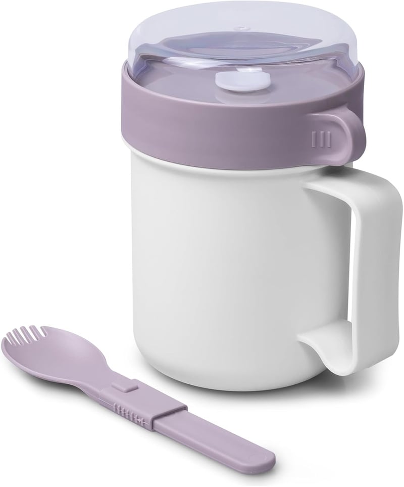 Microwave Soup Mug with Lid and Spork - 17.63 oz, Grey