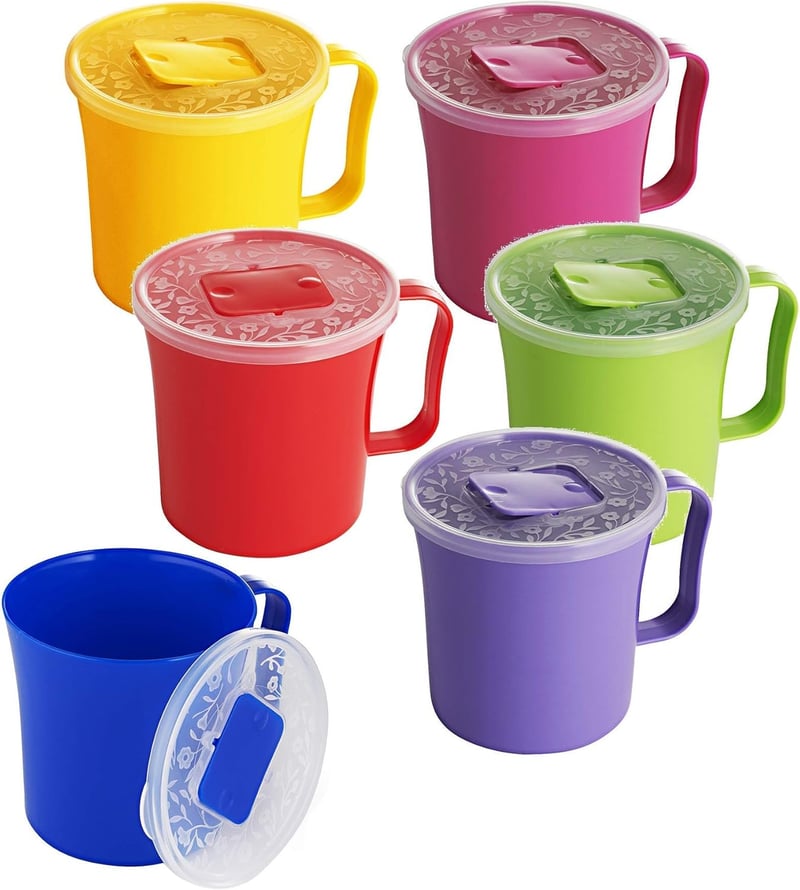 Microwaveable Soup Mug Set - 20 oz with Vented Lid (6 Pack)