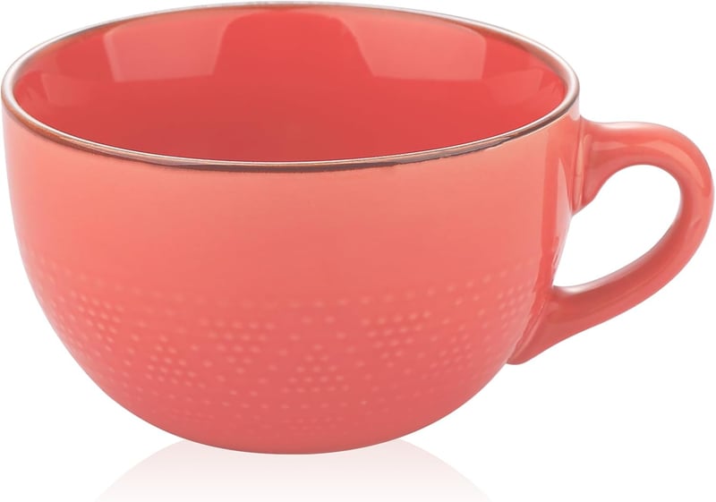 Vintage Pink 24 oz Ceramic Coffee Mug & Soup Bowl with Lid