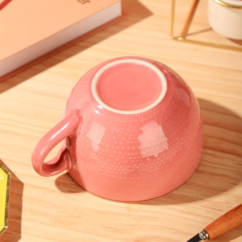 Vintage Pink 24 oz Ceramic Coffee Mug & Soup Bowl with Lid