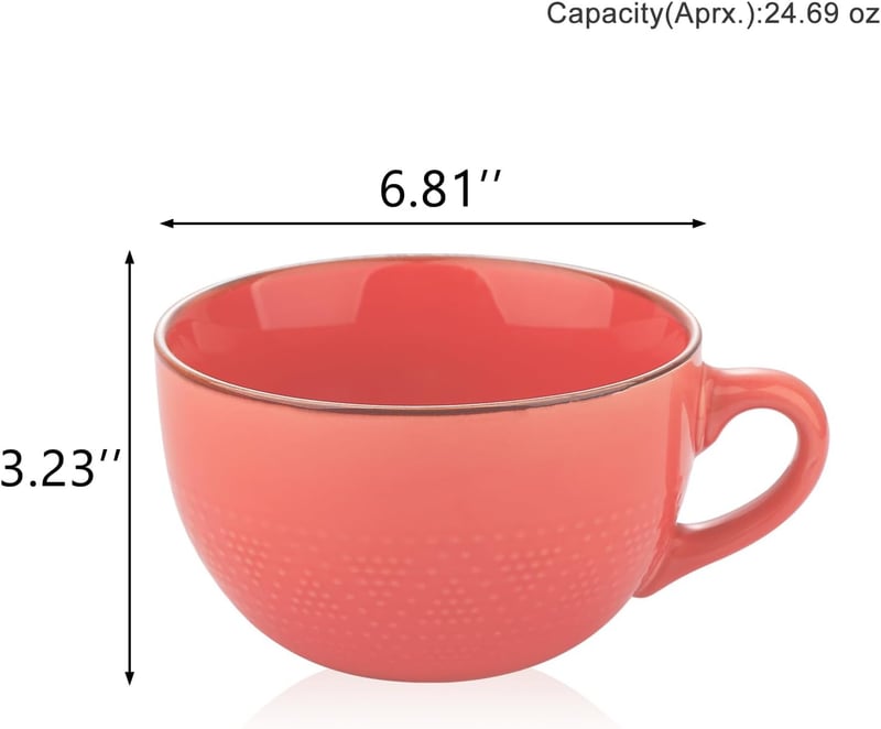 Vintage Pink 24 oz Ceramic Coffee Mug & Soup Bowl with Lid