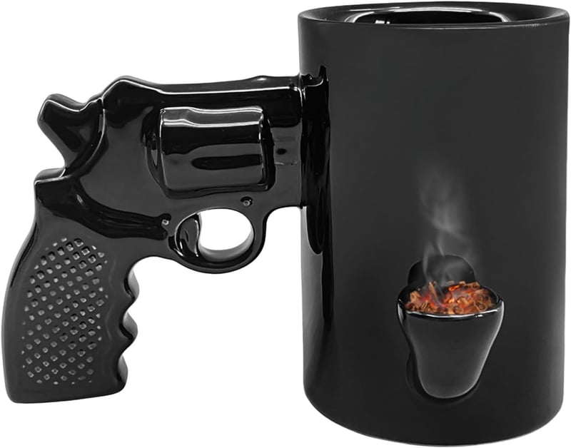 Gun Coffee Mug for Men with Built-In Pipe - Unique & Fun