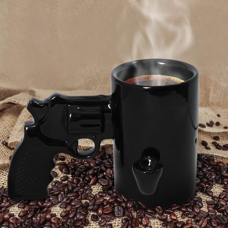 Gun Coffee Mug for Men with Built-In Pipe - Unique & Fun