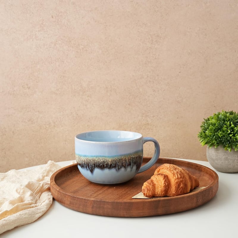 Large Light Blue Ceramic Coffee Mugs Set of 2, 23 Oz