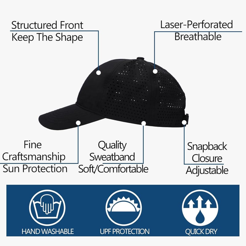 Large Baseball Cap 2-Pack, Waterproof Running Hat for Men