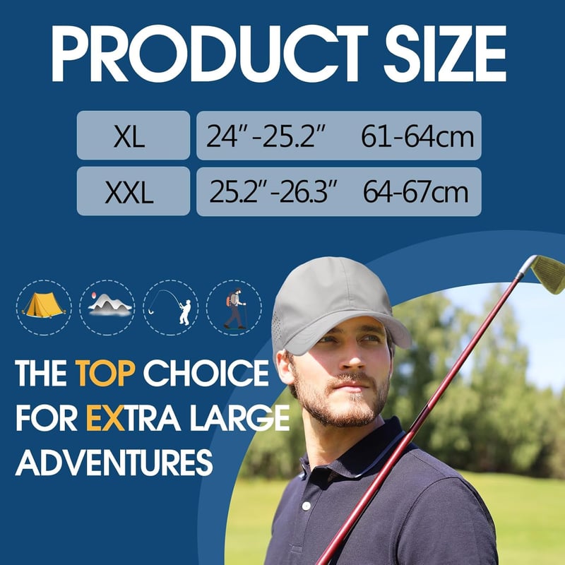Large Baseball Cap 2-Pack, Waterproof Running Hat for Men