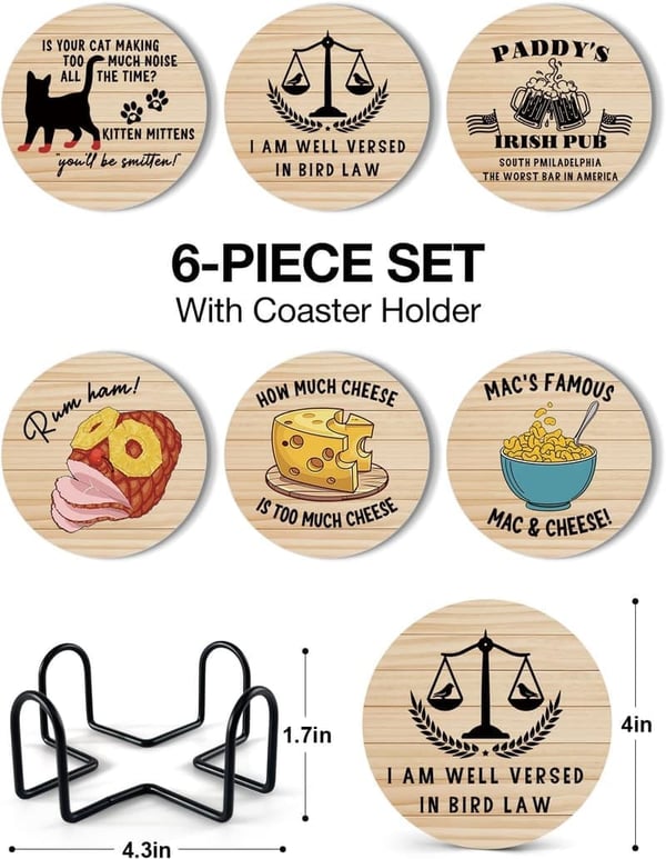 Always Sunny in Philadelphia Coasters Set of 6 for Fans