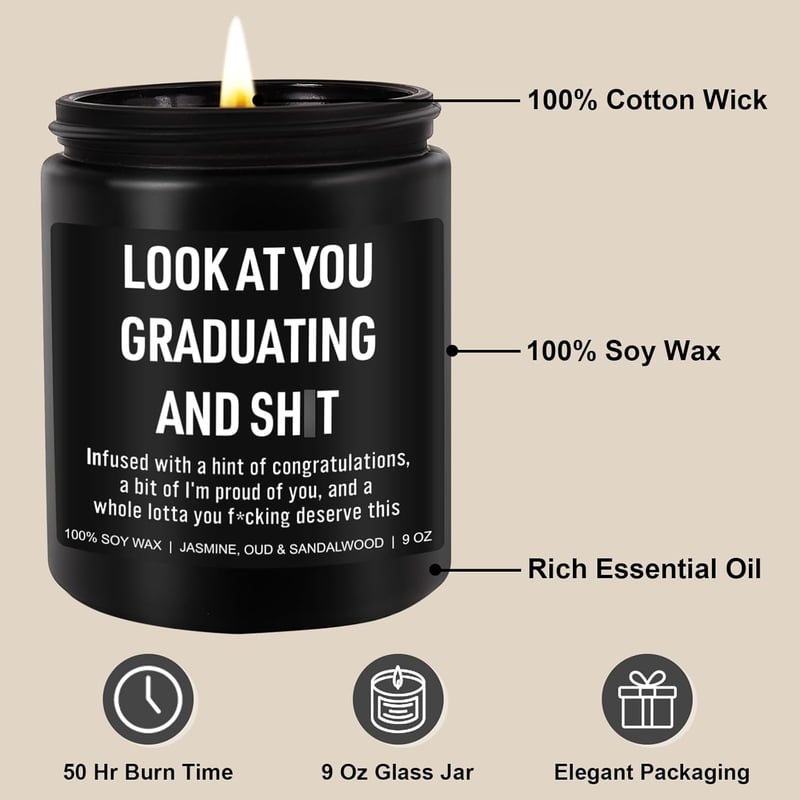2025 Graduation Candle - Fun Gift for Him or Her - 9 oz