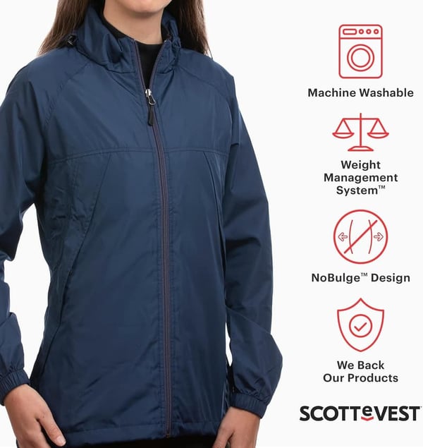 Lightweight Pack Windbreaker Jacket for Women - 19 Pockets