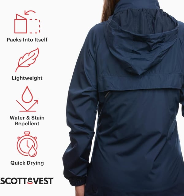 Lightweight Pack Windbreaker Jacket for Women - 19 Pockets