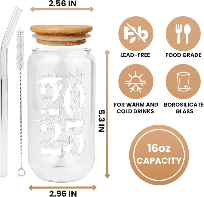 Class of 2025 Graduation Gift - 16 oz Can Glass