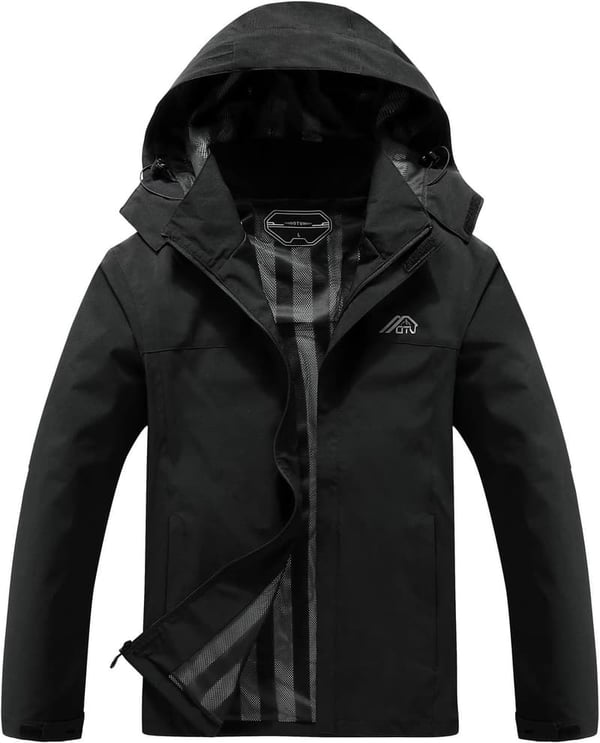 Men's Lightweight Waterproof Hooded Rain Jacket for Hiking