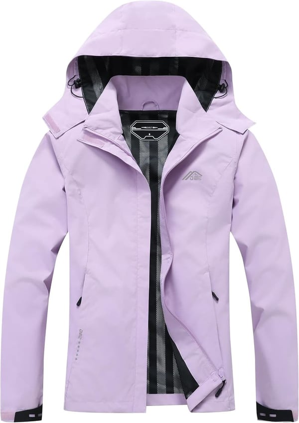Lightweight Waterproof Women's Rain Jacket with Detachable Hood