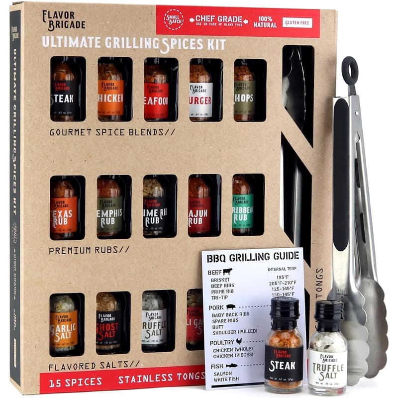 Grilling Gift Set for Men: 17-Piece BBQ Accessories & Seasonings