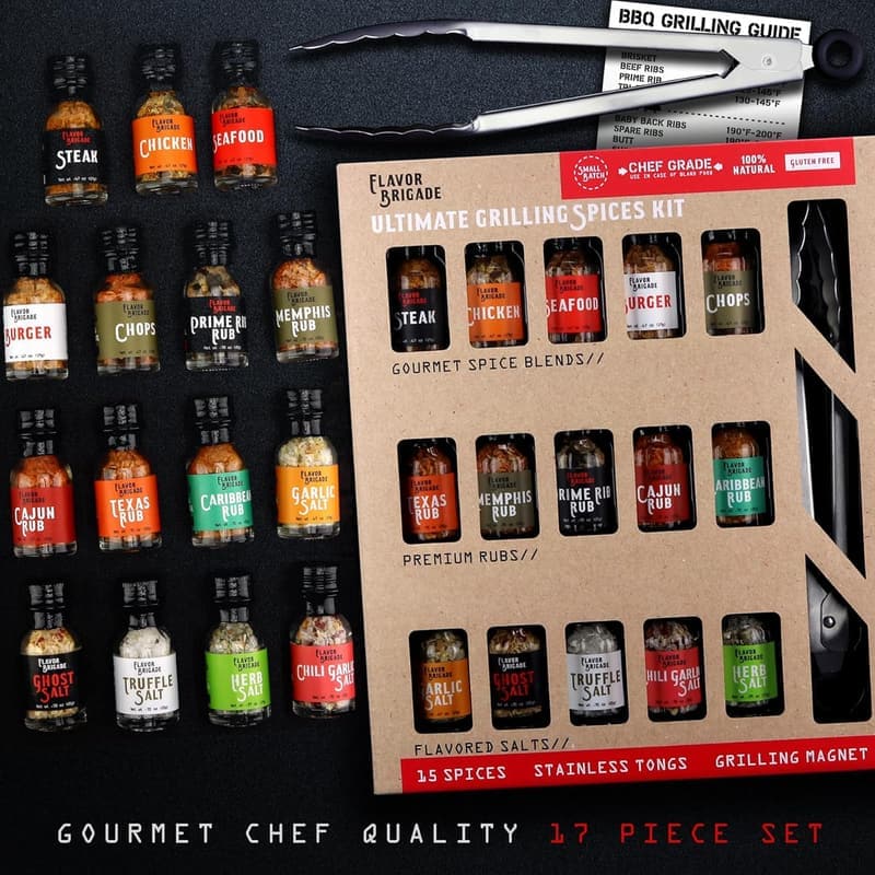 Grilling Gift Set for Men: 17-Piece BBQ Accessories & Seasonings