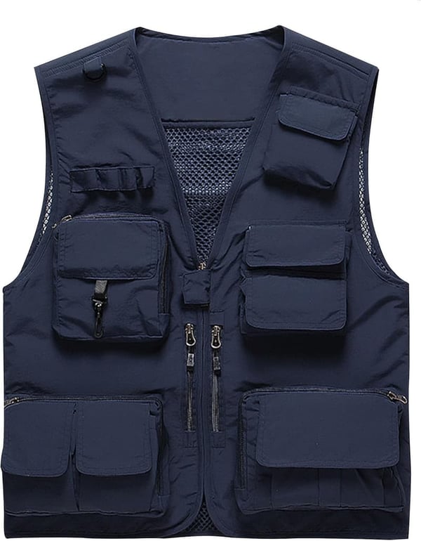 Men's Lightweight Outdoor Cargo Vest Jacket with Multi Pockets