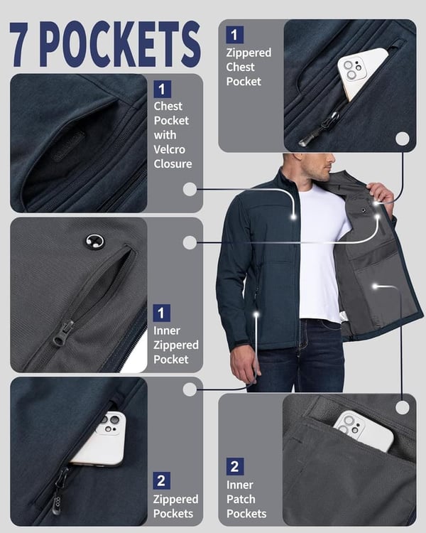 Men's Waterproof Lightweight Softshell Jacket for Hiking