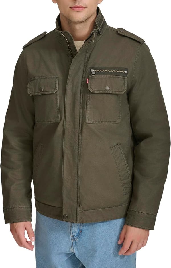 Levi's Men's Washed Cotton Military Jacket in Regular & Big Sizes
