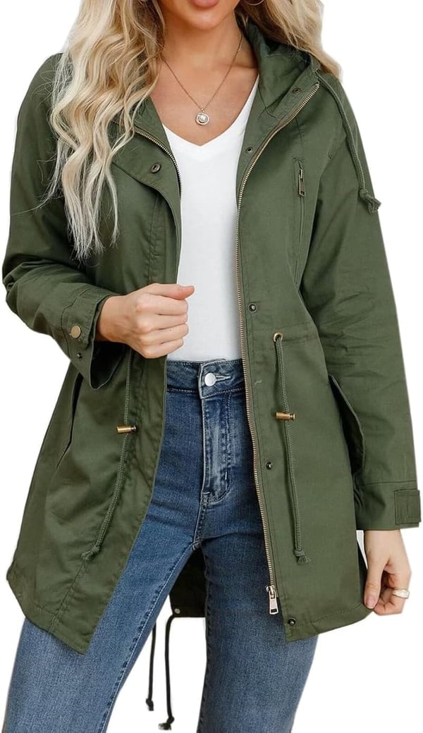 Casual Women's Anorak Jacket with Drawstring Waist and Pockets