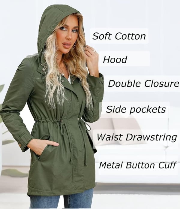 Casual Women's Anorak Jacket with Drawstring Waist and Pockets