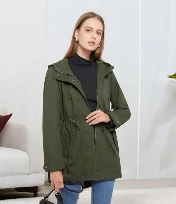 Casual Women's Anorak Jacket with Drawstring Waist and Pockets