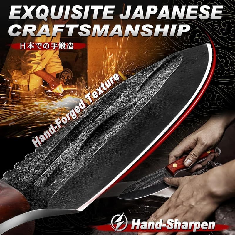 Japanese Style Butcher Knife - Hand-Forged High Carbon Steel