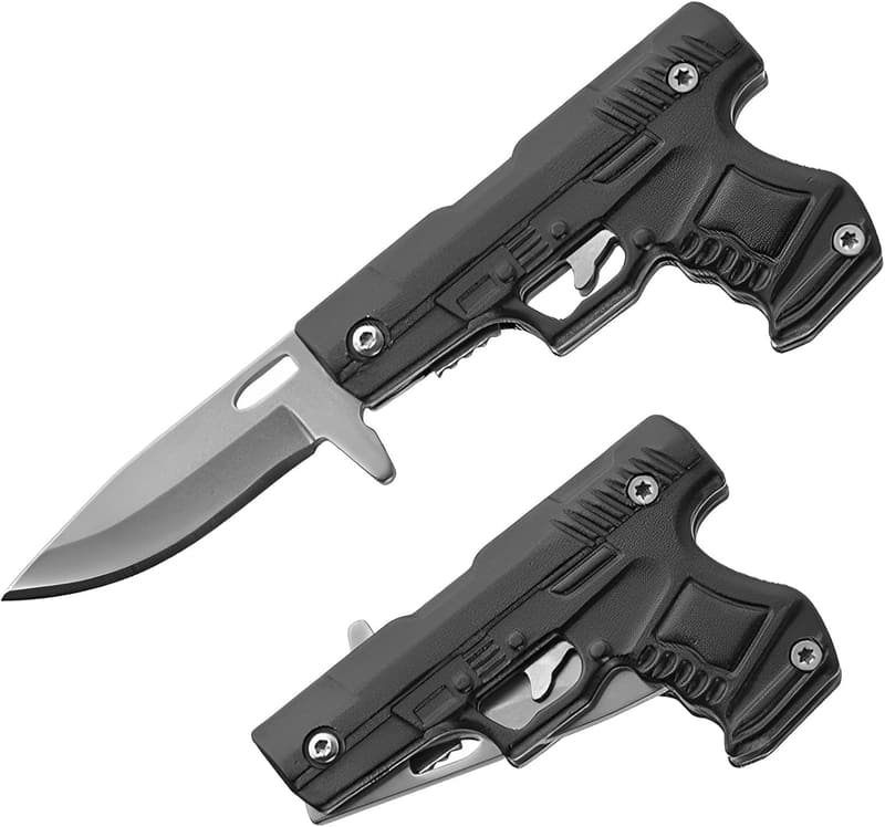 Everyday Carry Mini Pocket Knife for Men and Women (Gun-Mini Black)