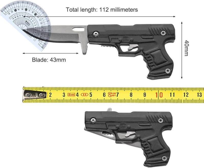 Everyday Carry Mini Pocket Knife for Men and Women (Gun-Mini Black)