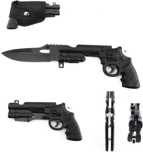 44 Mag Pistol Knife - Black Assisted-Open Utility Tool