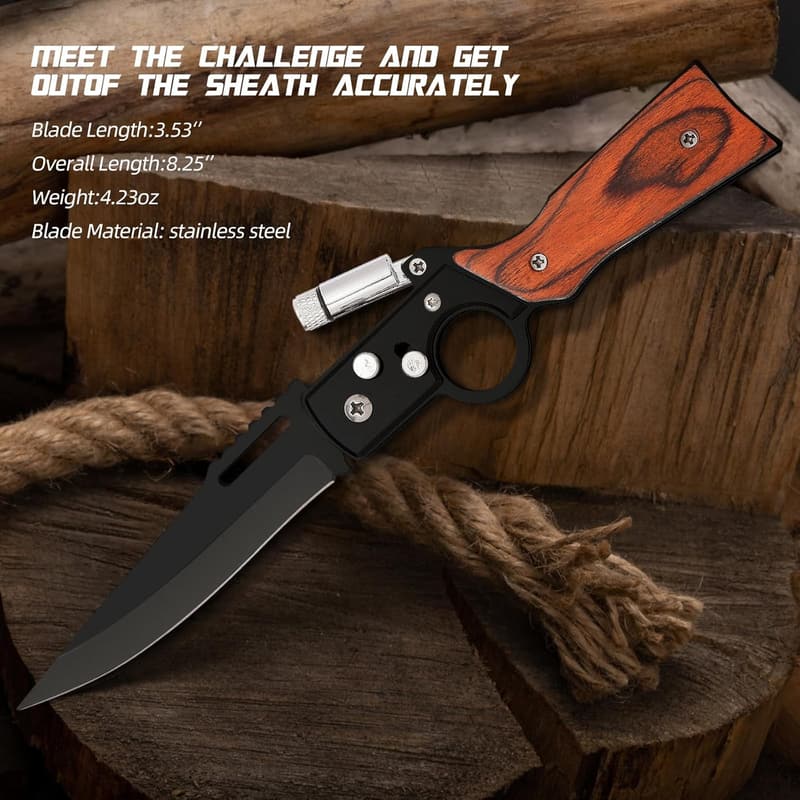 Husband Birthday Gift: AK 47 Folding Knife with LED Light