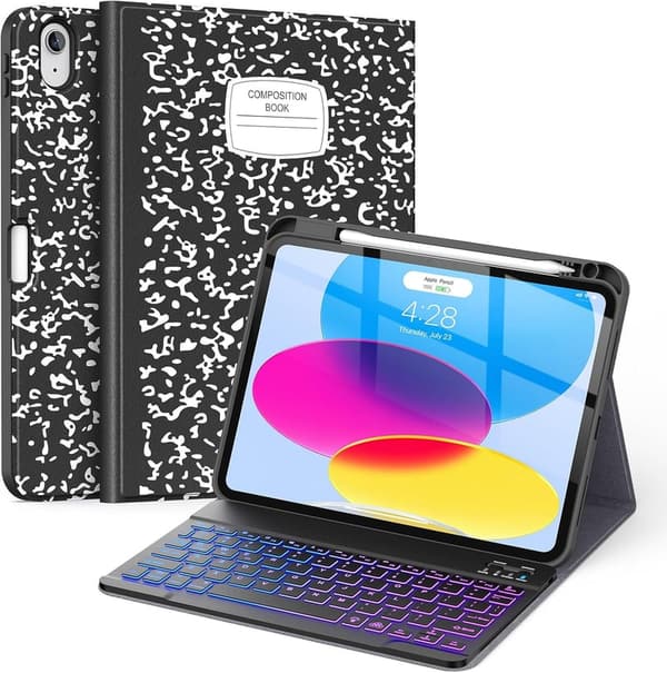 11th/10th Gen iPad Keyboard Case with Pencil Holder & Backlit Keys