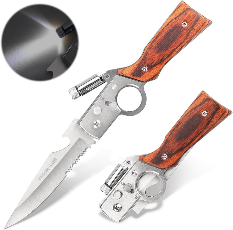 Husband's Birthday Gift: AK 47 Folding Pocket Knife with LED Light