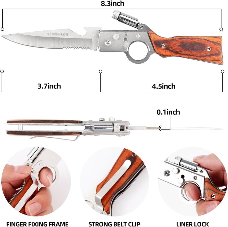 Husband's Birthday Gift: AK 47 Folding Pocket Knife with LED Light