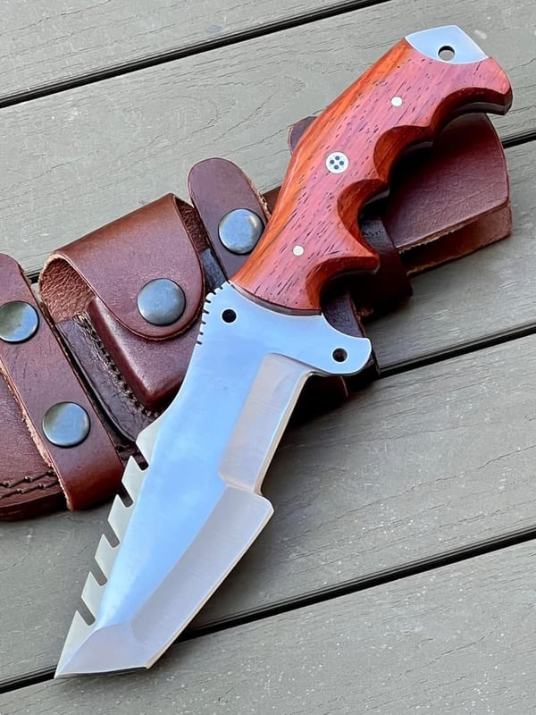 Custom Handmade Damascus Steel Tracker Knife with Walnut Handle