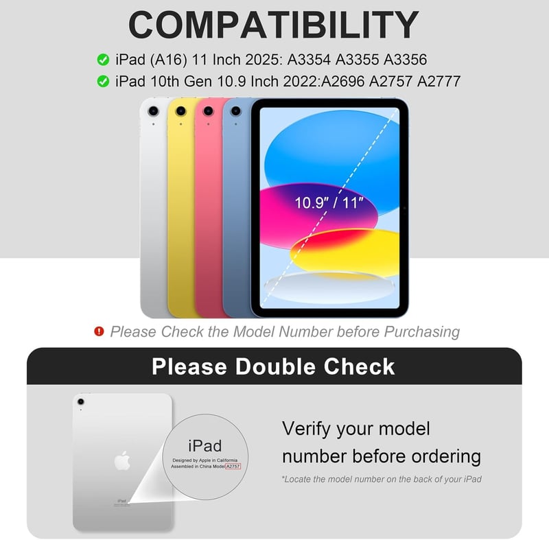 iPad 11th & 10th Gen Case with Pencil Holder & Magnetic Stand