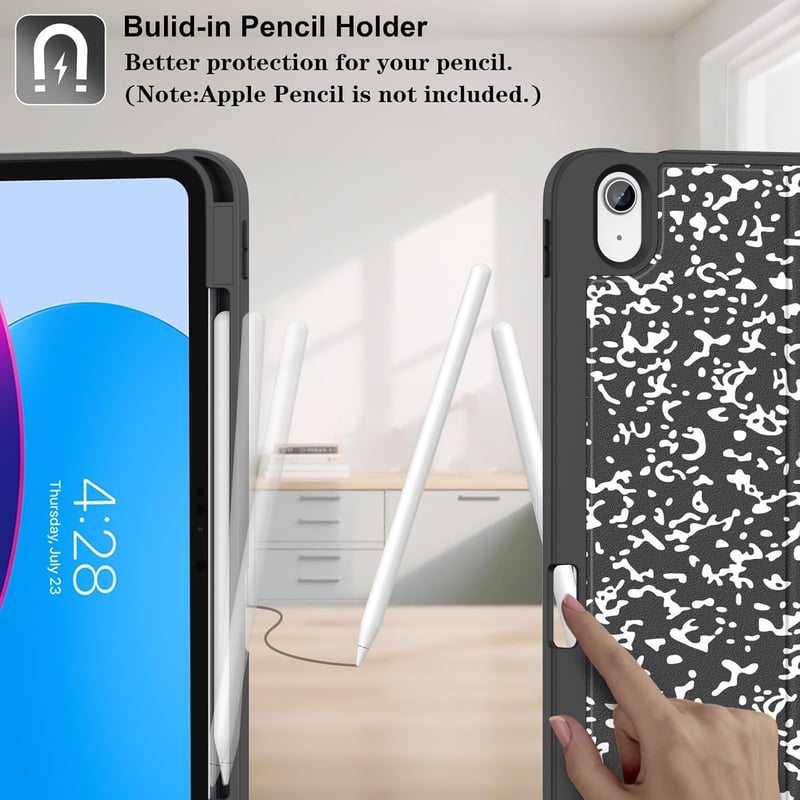 iPad 11th & 10th Gen Case with Pencil Holder & Magnetic Stand