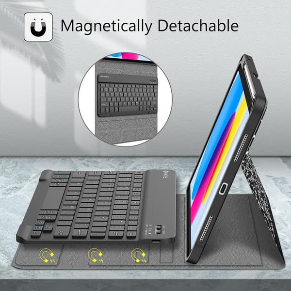 iPad Keyboard Case with Detachable Bluetooth - 11th & 10th Gen