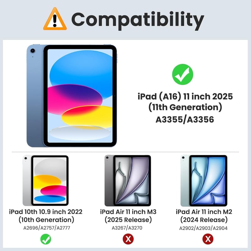 iPad 11th/10th Gen Case with Stand & Pencil Holder