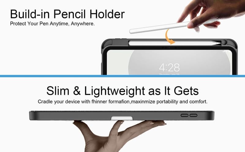 iPad 11th/10th Gen Case with Stand & Pencil Holder