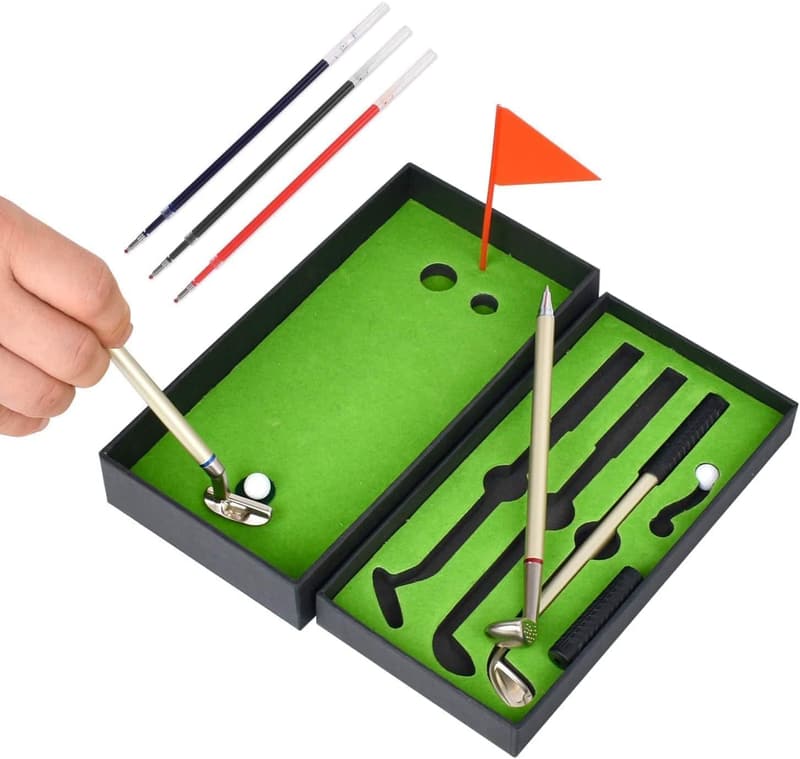 Mini Golf Set Pen with 3 Ink Colors - Fun Office Accessory