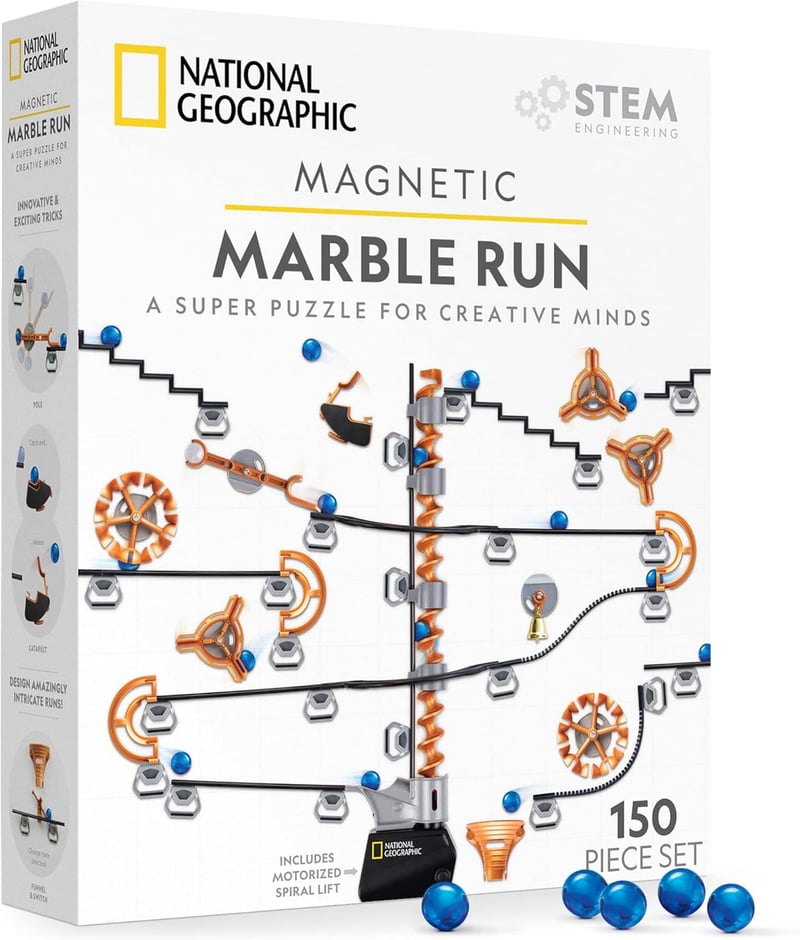 Magnetic Marble Run - 150-Piece STEM Building Set for Kids & Adults