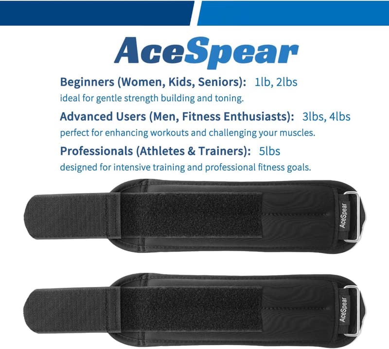 Adjustable Ankle Weights Set for Men, Women & Kids - 1lb to 5lb