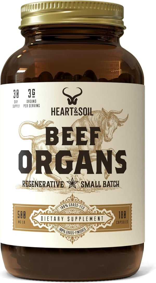 Grass-Fed Beef Organ Supplement for Whole Body Nutrition - 180 Caps